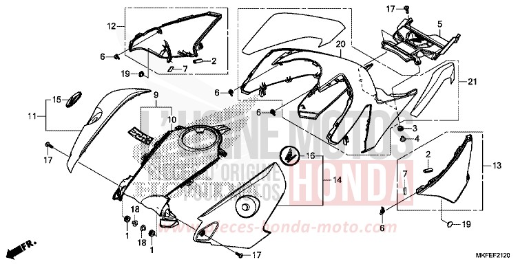 COUVERCLE de CBR1000RR SP SP1 SP2 GRAND PRIX RED (R380X) 2019